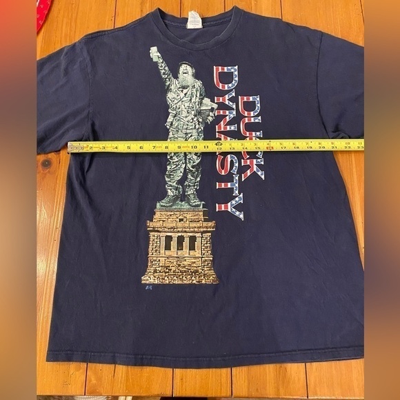 Delta Pro Weight Duck Dynasty Statue of Liberty USA FLAG Navy Blue T-Shirt Sz XL - Picture 7 of 8